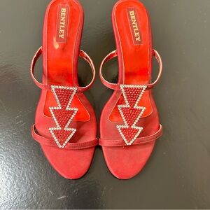 Vintage Bentley Chic Red Embellished Heels